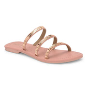 Women Triple Strap Ethnic Flats (W-SHI-113-NUDE)