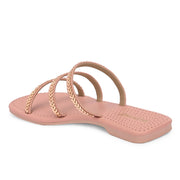 Women Triple Strap Ethnic Flats (W-SHI-113-NUDE)