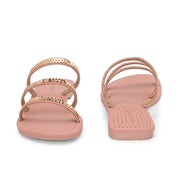 Women Triple Strap Ethnic Flats (W-SHI-113-NUDE)