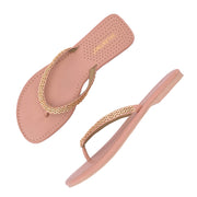 Women Elegant V-Shape Flats (W-SHI-114-PEACH)