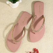 Women Elegant V-Shape Flats (W-SHI-114-PEACH)