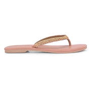 Women Elegant V-Shape Flats (W-SHI-114-PEACH)