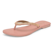 Women Elegant V-Shape Flats (W-SHI-114-PEACH)