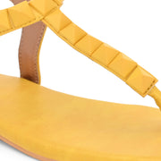Women Yellow T-Strap Low-Heeled Sandals (W-SHI-115-YELLOW)