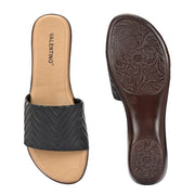 Women Quilted Daily Wear Flats (W-SHI-119-BLACK)