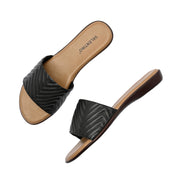 Women Quilted Daily Wear Flats (W-SHI-119-BLACK)
