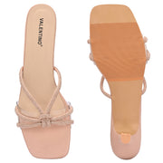 Women Knot Strap Kitten Heels (W-SHI-120-ROSEGOLD)