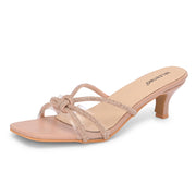 Women Knot Strap Kitten Heels (W-SHI-120-ROSEGOLD)