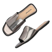 Women Contemporary Comfort Slides (W-SHI-121-GUNMETAL)