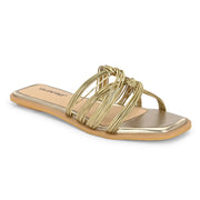 Women Stylish Square-Toe Flats (W-SHI-122-GOLD)