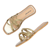 Women Stylish Square-Toe Flats (W-SHI-122-GOLD)