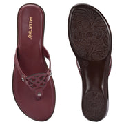 Women Cherry Daily Wear Flats (W-SHI-123-CHERRY)