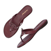 Women Cherry Daily Wear Flats (W-SHI-123-CHERRY)