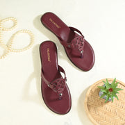 Women Cherry Daily Wear Flats (W-SHI-123-CHERRY)