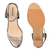 Women Transparent Strap Party Block Heel Sandals (W-SHI-126-GUNMETAL)