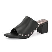 Women Studded Block Heel Slip-On Sandals (W-SHI-127-BLACK)