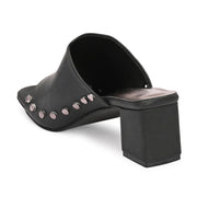 Women Studded Block Heel Slip-On Sandals (W-SHI-127-BLACK)
