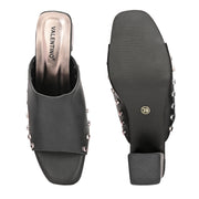 Women Studded Block Heel Slip-On Sandals (W-SHI-127-BLACK)