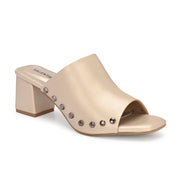 Women Studded Block Heel Slip-On Sandals (W-SHI-127-GOLD)