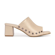 Women Studded Block Heel Slip-On Sandals (W-SHI-127-GOLD)