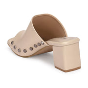 Women Studded Block Heel Slip-On Sandals (W-SHI-127-GOLD)