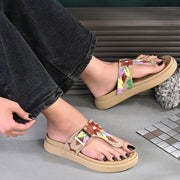 West Port Women Embroidered Toe-Ring Comfort Sandals (W-SHI-130-BEIGE)