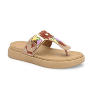 West Port Women Embroidered Toe-Ring Comfort Sandals (W-SHI-130-BEIGE)
