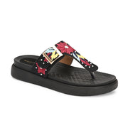West Port Women Embroidered Toe-Ring Comfort Sandals (W-SHI-130-BLACK)