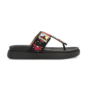 West Port Women Embroidered Toe-Ring Comfort Sandals (W-SHI-130-BLACK)