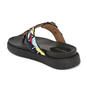 West Port Women Embroidered Toe-Ring Comfort Sandals (W-SHI-130-BLACK)