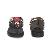 West Port Women Embroidered Toe-Ring Comfort Sandals (W-SHI-130-BLACK)