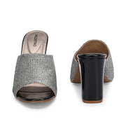 Women Slip-on Block Heel (W-SHI-73-GUNMETAL)