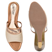 Women Gold Slip-On Wedge Heels (W-SHI-74-GOLD)