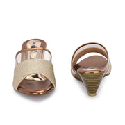 Women Gold Slip-On Wedge Heels (W-SHI-74-GOLD)