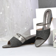 Women Slip-On Wedge Heels (W-SHI-74-GUNMETAL)