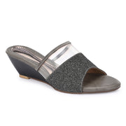Women Slip-On Wedge Heels (W-SHI-74-GUNMETAL)