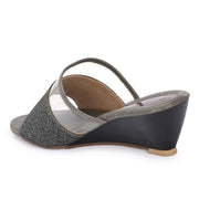 Women Slip-On Wedge Heels (W-SHI-74-GUNMETAL)