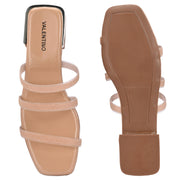 Women Triple Strap Ethnic Flats (W-SHI-83-GOLD)