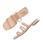 Women Triple Strap Ethnic Flats (W-SHI-83-GOLD)