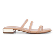 Women Triple Strap Ethnic Flats (W-SHI-83-GOLD)