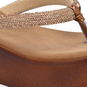 Women Shimmering Thong Straps Copper Wedge Sandals (W-SHI-84-COPPER)