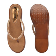 Women Shimmering Thong Straps Copper Wedge Sandals (W-SHI-84-COPPER)