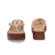 Women Shimmering Thong Straps Wedge Sandals (W-SHI-84-SULTAN)