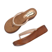 Women Shimmering Thong Straps Wedge Sandals (W-SHI-84-SULTAN)