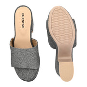 Women Grey Glitter Platform Block Heels (W-SHI-85-GREY)