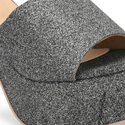 Women Grey Glitter Platform Block Heels (W-SHI-85-GREY)