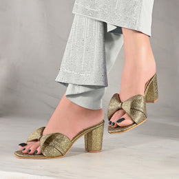 Women Party Glitter Block Heel (W-SHI-96-ANTIQUE)