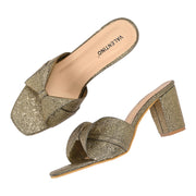Women Party Glitter Block Heel (W-SHI-96-ANTIQUE)