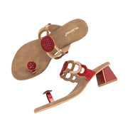 Women Hand-Beaded Block Heels – Ethnic Loop Design with Toe Ring (W-SN-02-MAROON)