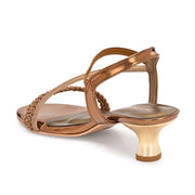 Women Antique Gold Kitten Heel Sandals (W-SN-03-ANTIQUE)